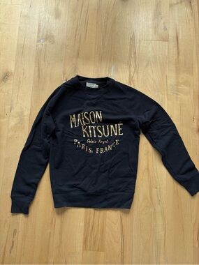 Maison Kitsuné Palais Royal Black & Gold Crewneck Sweatshirt